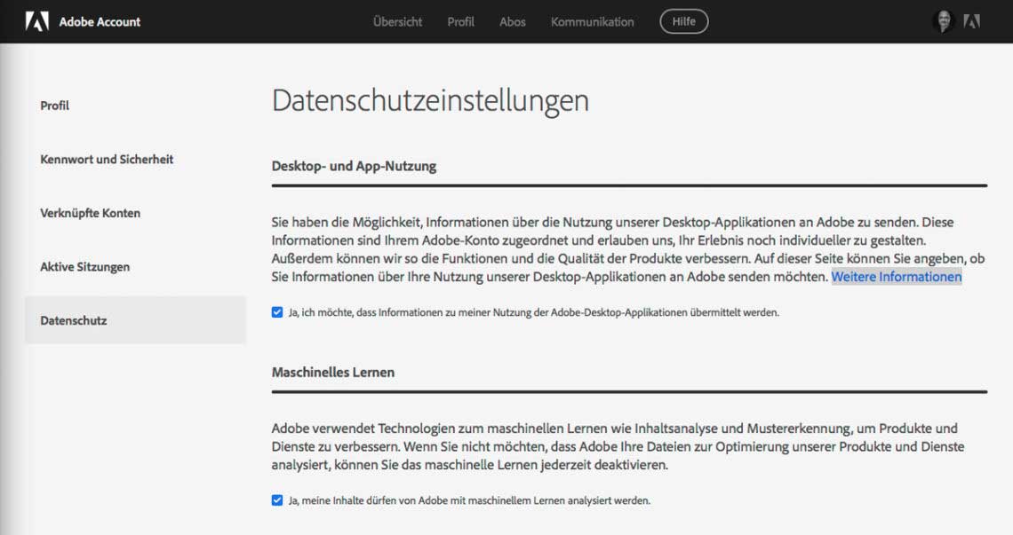 Adobe CC 2019: Datenschutz und Farbmanagement überprüfen!