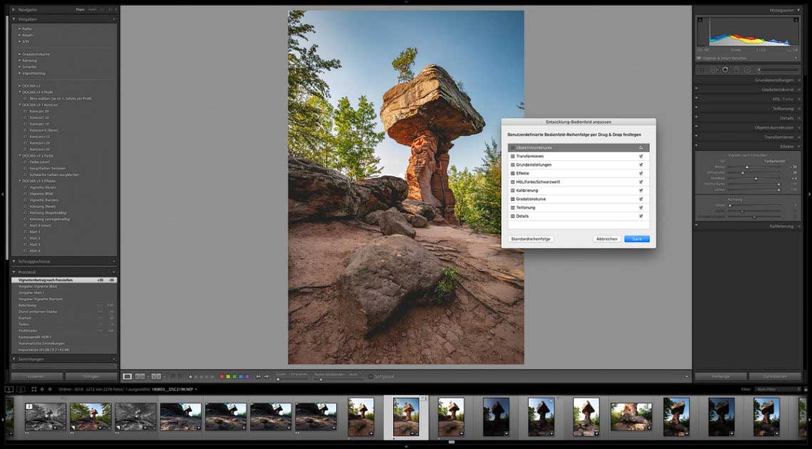 Lightroom 8.1: Eigene Bedienfeldsortierung