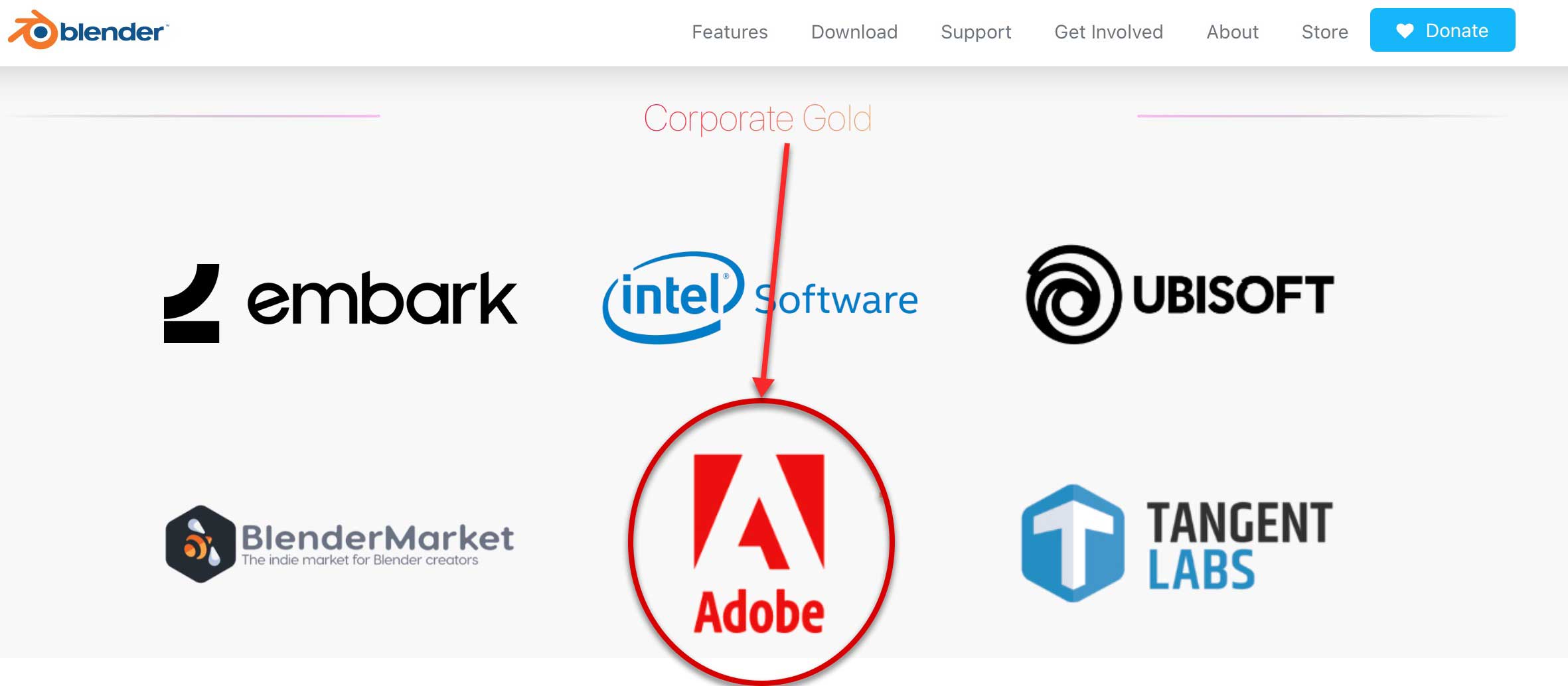 Adobe wird im Blender Development Fund jetzt als Corporate Gold Member gelistet. 