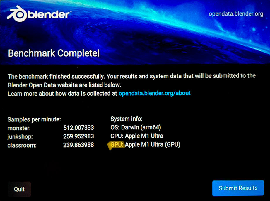"Samples pro Minute"-Ergebnisse des Mac Studio (GPU-Berechnung)