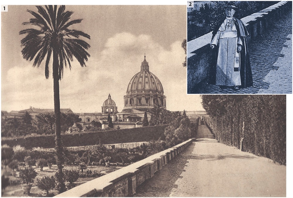Ein Foto aus einem Rom-Bildband von etwa 1950. Wurde der Papst ins Bild montiert [2] oder in dieser alternativen Fassung herausretuschiert? 