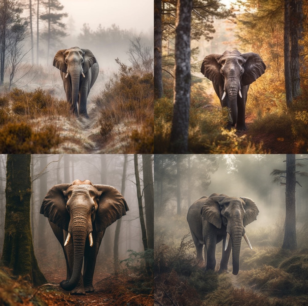 nature photography, African Elephant in black forrest
