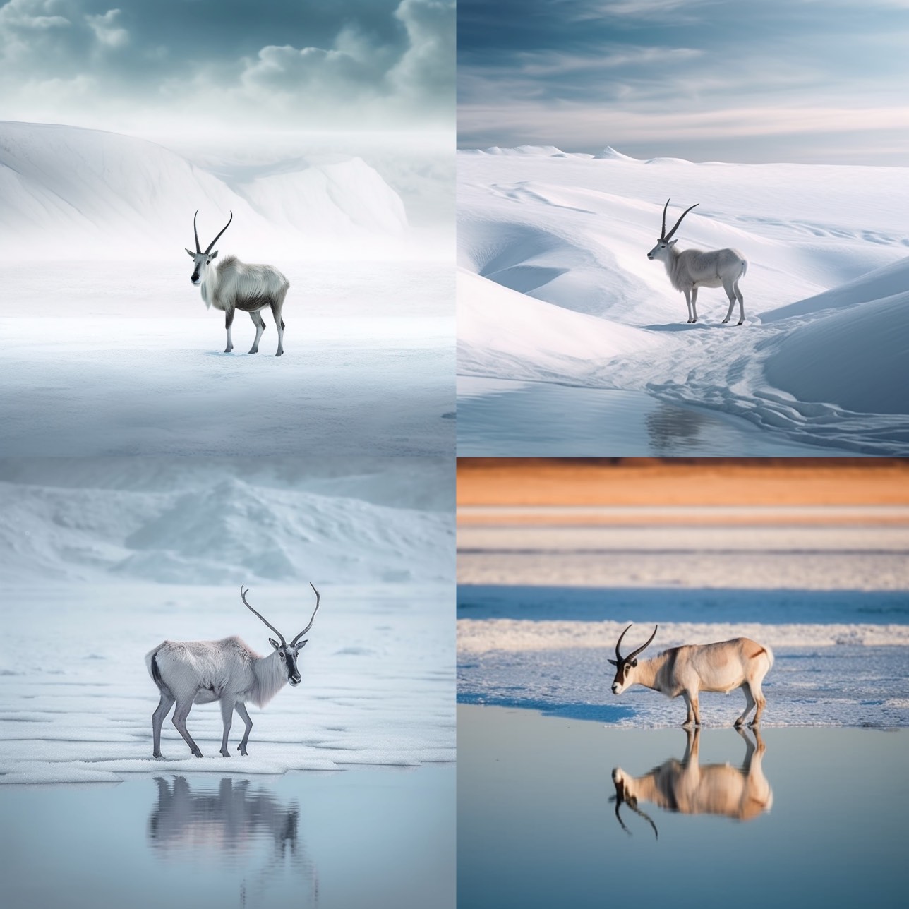 nature photography, Oryx antelope in Polar Ice Cap. KI Prompt Inspiration: Tierfotografie