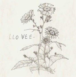 ragged child‘s line drawing of flowers as a tattoo with the sentence »love is love«