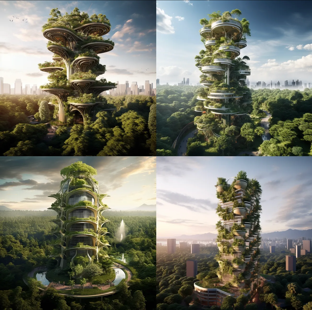Indonesian skyscraper in the style of an ecological future. Prompt-Inspiration: Miniaturisierung