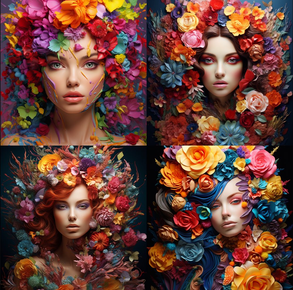 colorful portrait, made of flowers