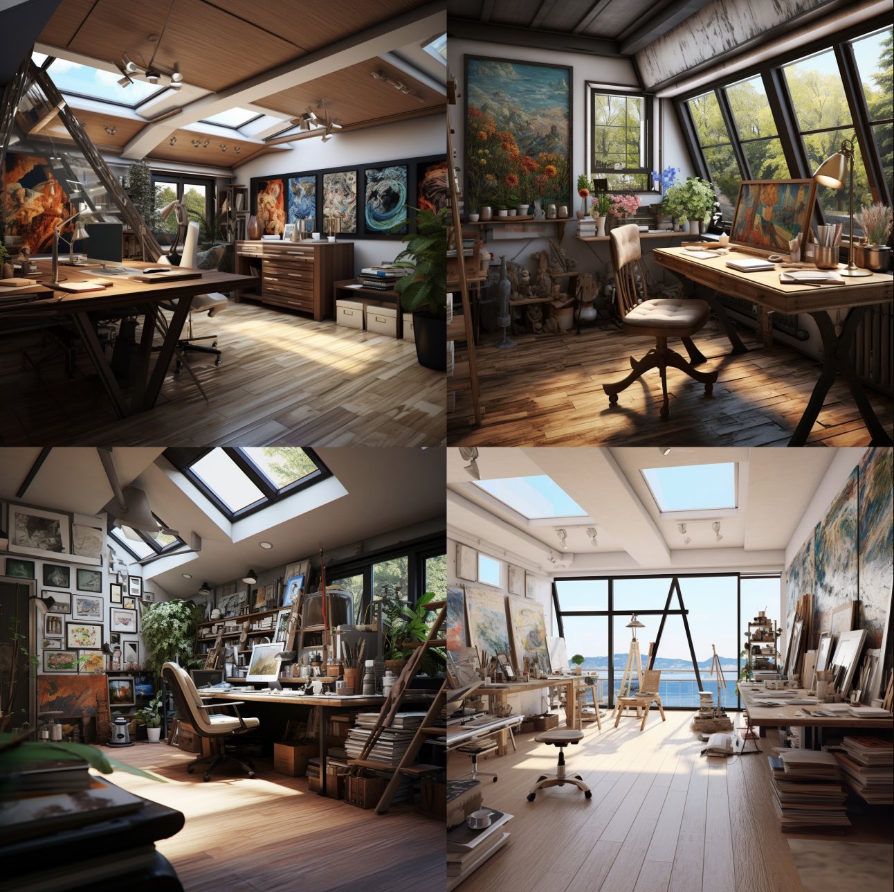 Interior design, office of an artist. Innenarchitektur