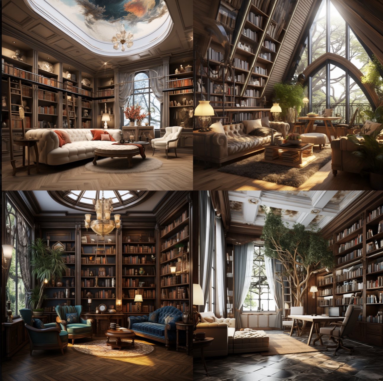 Interior design, reading room. Innenarchitektur
