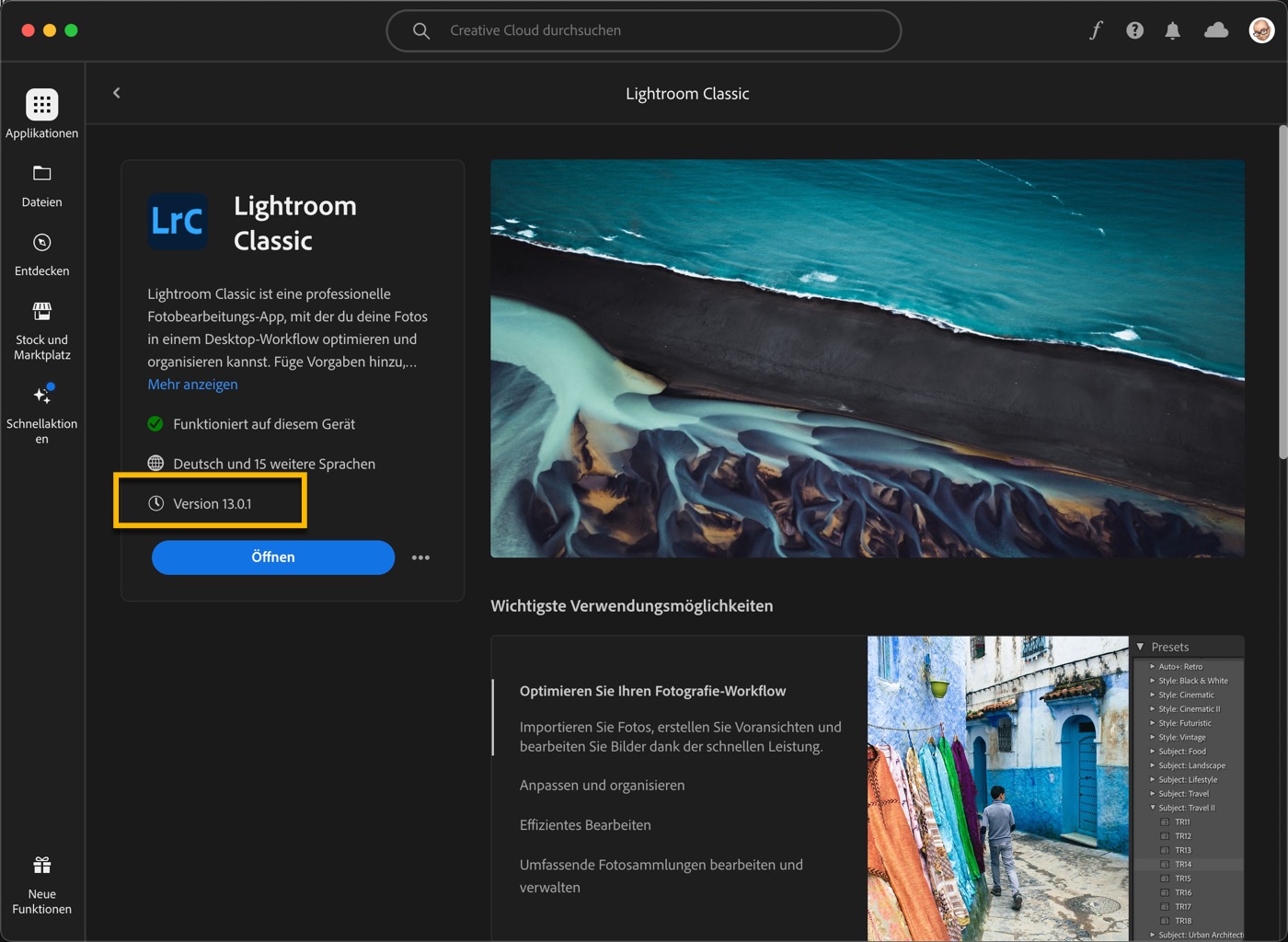 Lightroom Classic 13.0.1 stürzt auf dem Mac ab: zwei Lösungsmöglichkeiten