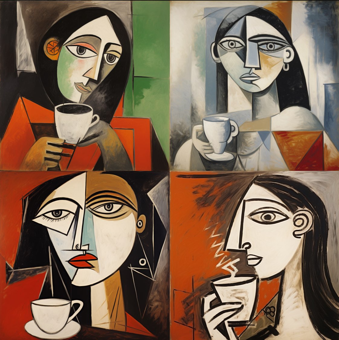 woman drinking coffee, by pablo picasso