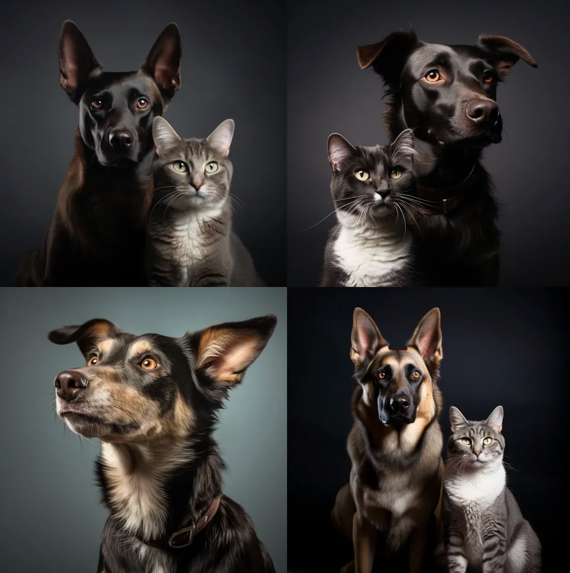 studio photography, hybrid creature of dog and cat. Mischwesen