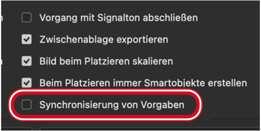 Synchronisierungs­option wurde entfernt