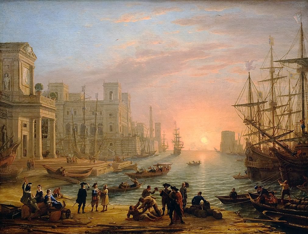 Seaport at sunset (1639), ausgestellt im Louvre. Claude-Glas – „Instagram-Filter“-Höhenflug im 18. Jahrhundert