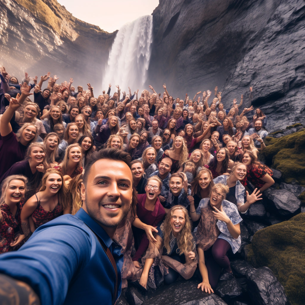 Cooler Fotospot? Alle Influenzer sind schon (bald) da. Hier aber zum Glück nur per KI generiert an einem nicht existierenden Wasserfall. ;-)