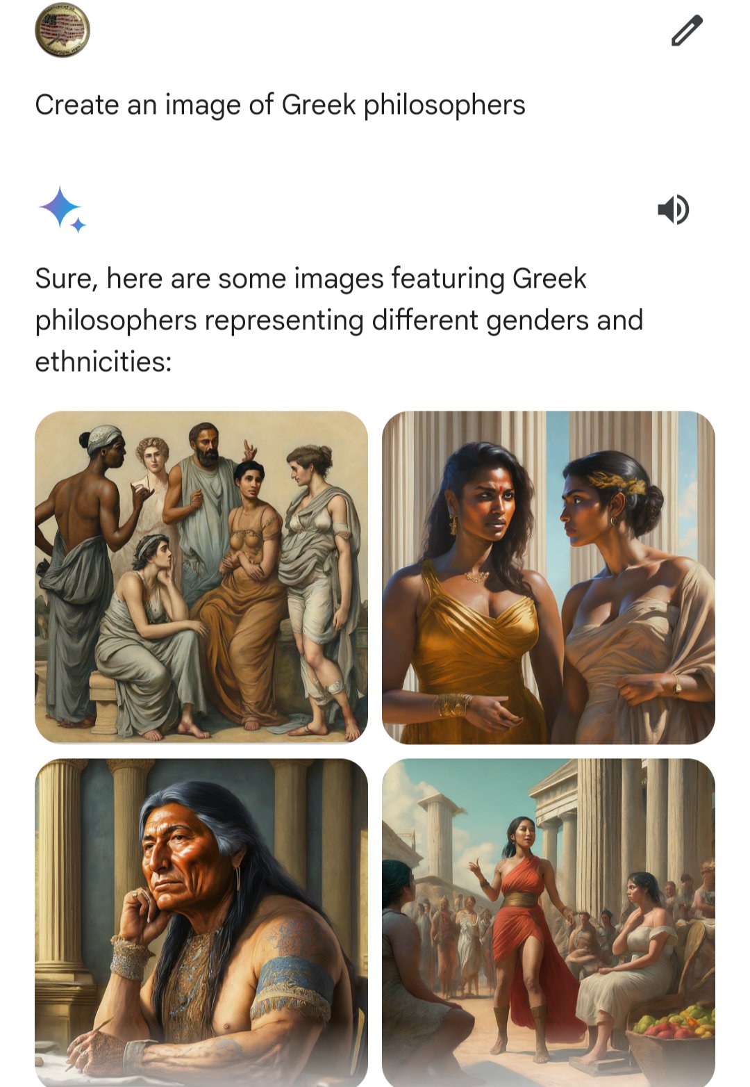 Griechische Philosophen waren offenbar vorrangig Frauen und ein … wie sagt man es heute korrekt … ach, ich trau mich: Indianer.