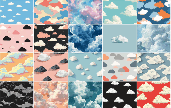 Über 400 nahtlose Wolken-Muster