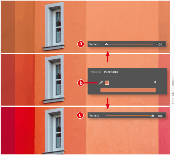 Funktionsweise des Parameters Varianz in Camera Raw