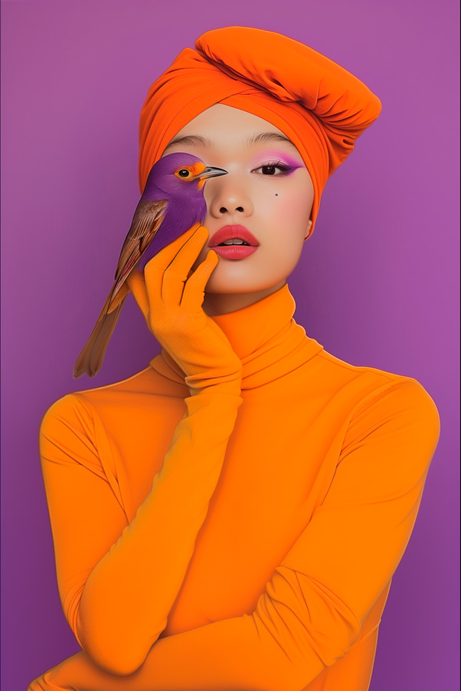 Flora <br/>Eine Hommage an die ungarische Künstlerin Flora Borsi, die das Zusammenspiel von Mensch und Natur beziehungsweiseTier zeigt – hier neu interpretiert in lebendigeren Farben.