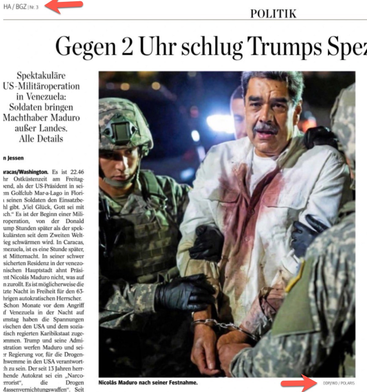 Aússchnitt aus dem HAmburger Abendblatt vom Montag, den 05.01.2025