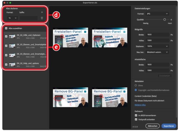 Photoshop für alte Hasen: Exportieren als