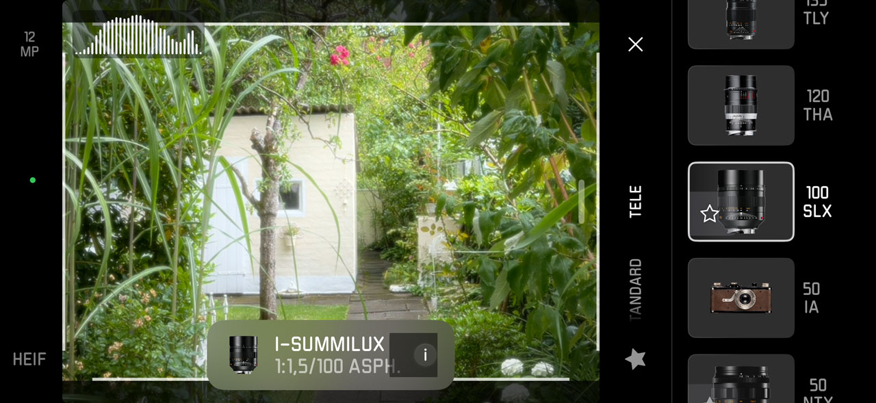 Objektivauswahl in der Leica LUX-App