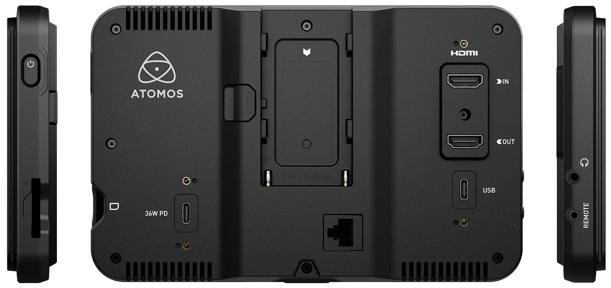 Atomos Shinobi 7 II: Rückseite und Seitenansichten