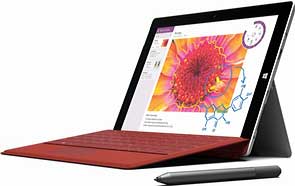 Das Microsoft Surface 3 mit Tastatur und Stift