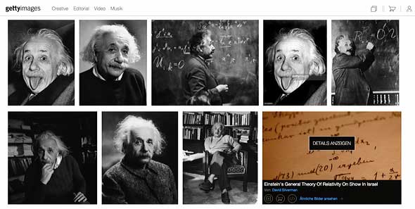 Die Rechte an ikonischen Bildern wie Albert Einsteins Porträt mit herausgestreckter Zunge werden von den großen Bildagenturen (hier Getty Images) kontrolliert.