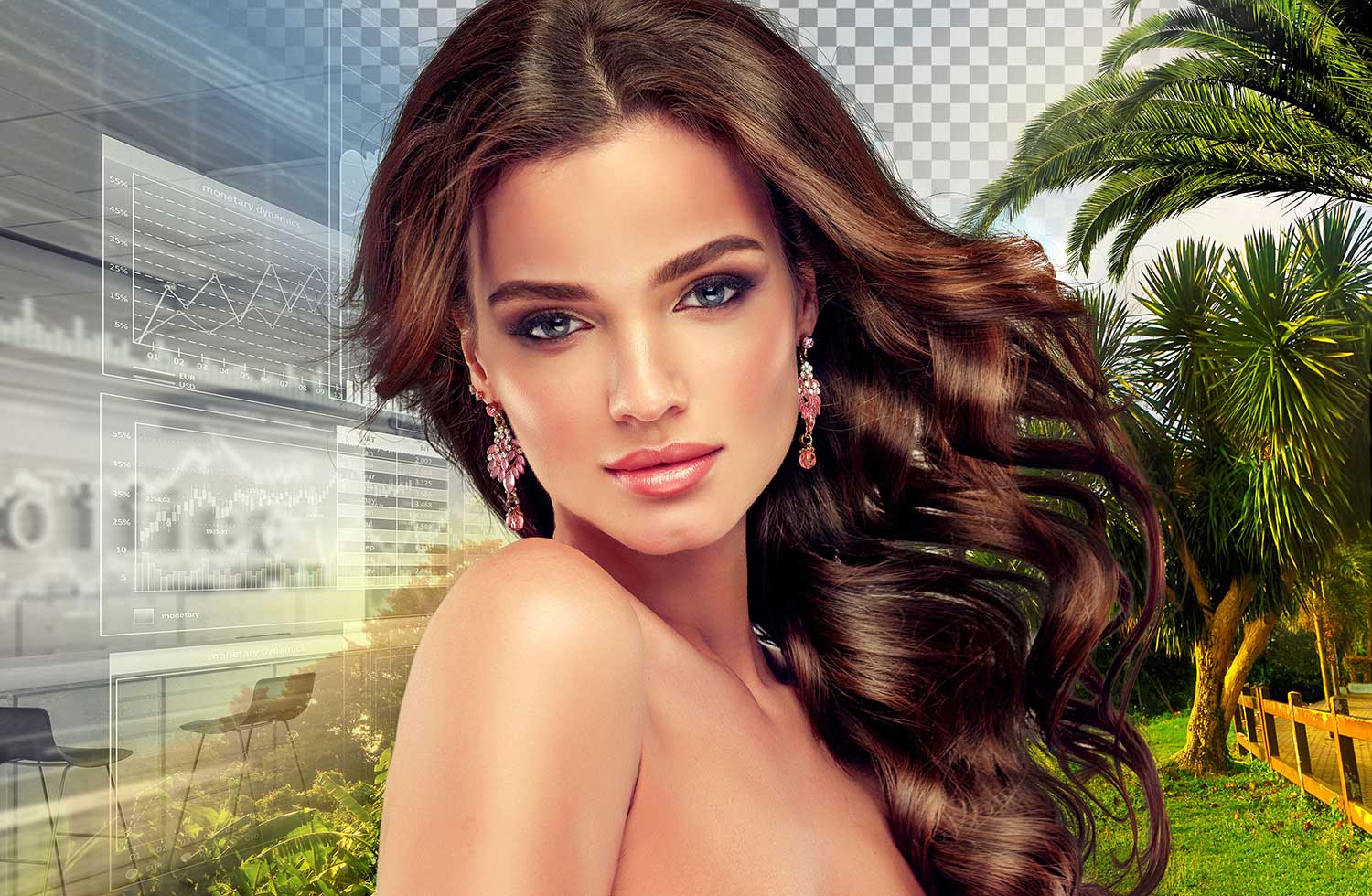 Beautiful girl light brown hair with an elegant hairstyle , hair
