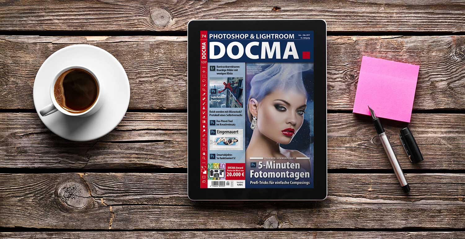 tablet-auf-tisch: DOCMA 74 im Handel