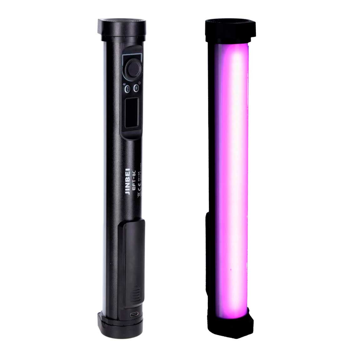 Mobile LED-Dauerlichter von Jinbei: EF-P10 RGB Pocket und EFT-8C RGB LED Tube Light
